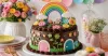 Chocolate birthday cake with garden, rainbow and storybook theme options
