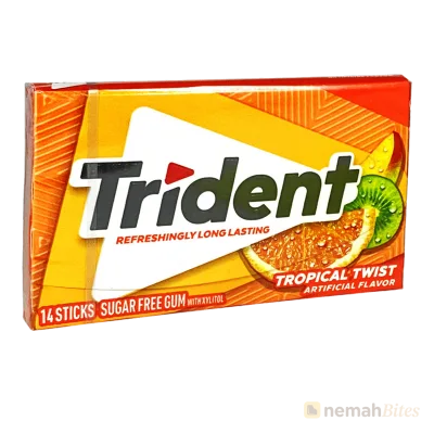 Trident Gum 14 Sticks Tropical Twist Artificial Flavor Trident Gum 14 Sticks Tropical Twist Artificial Flavor