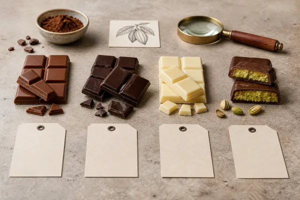 Unbranded chocolate, wafer and beverage-mix formats arranged for a Nestle catalogue guide Unbranded chocolate, wafer and beverage-mix formats arranged for a Nestle catalogue guide