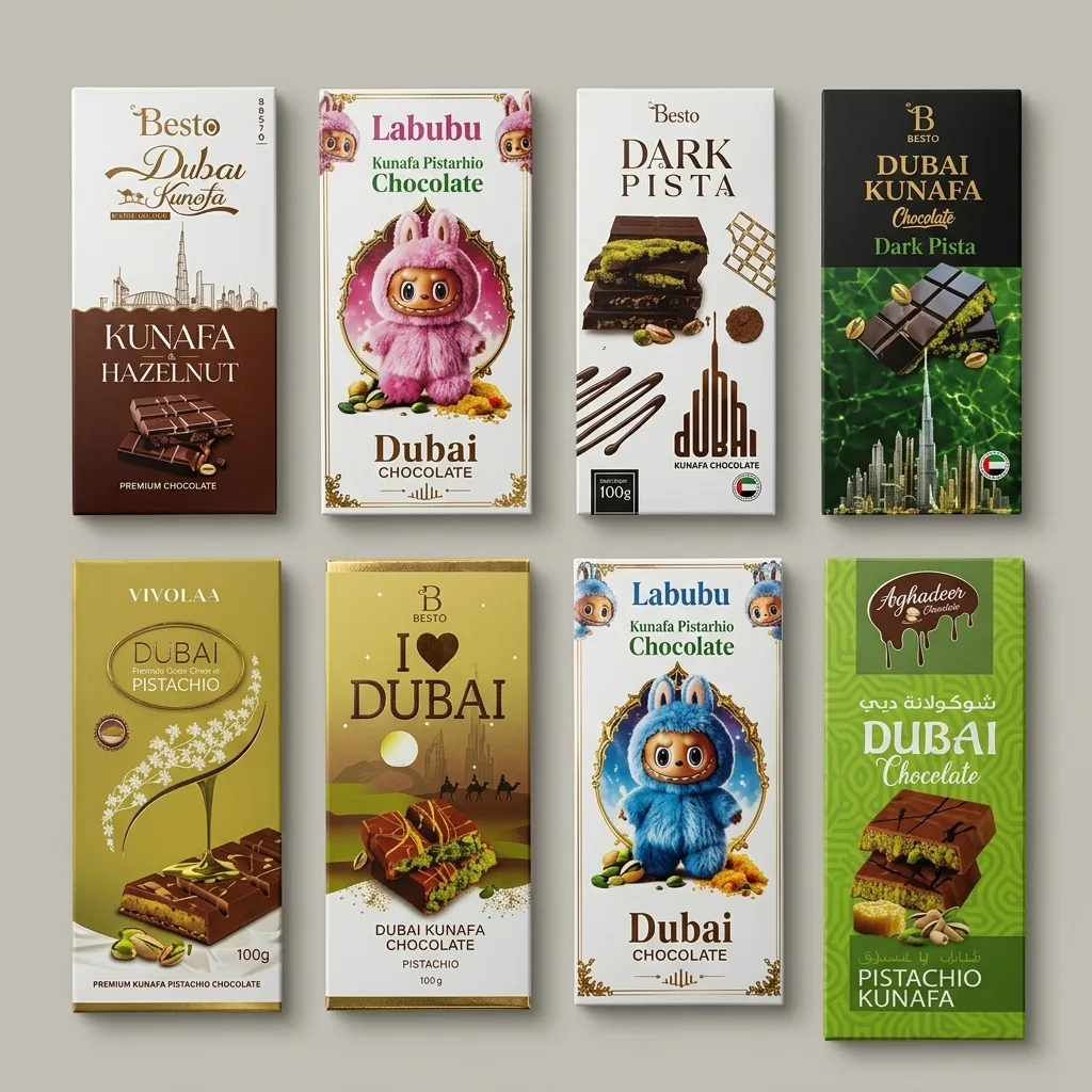Kunafa chocolate assortment illustration; exact contents unconfirmed